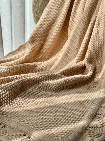 Heirloom Knit Blanket In Autumn Sand