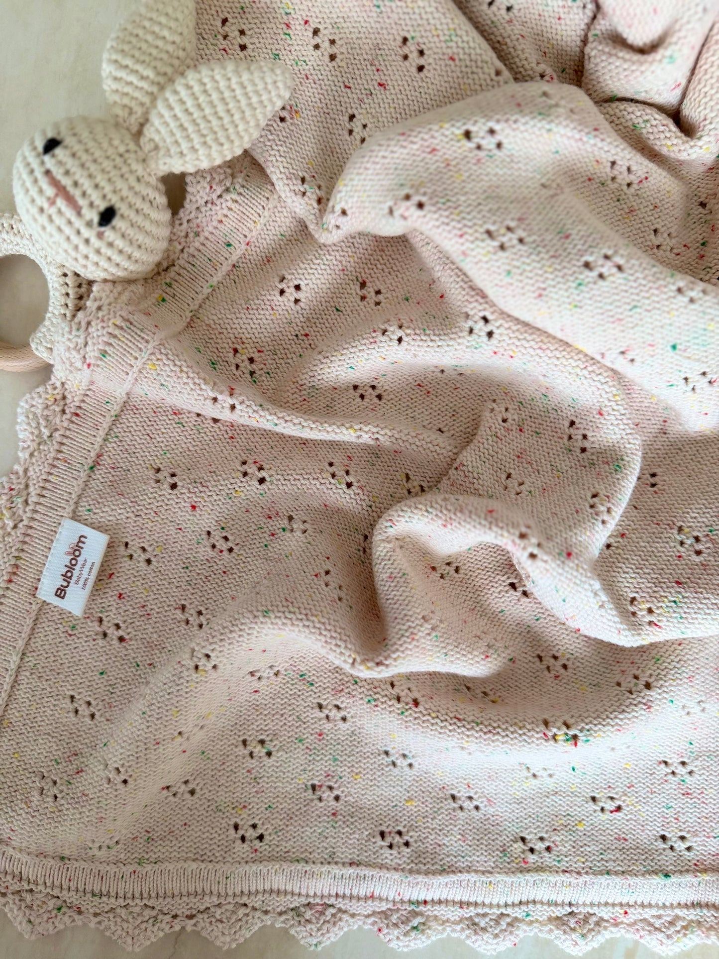Pointelle Knit Blanket In Confetti Cream