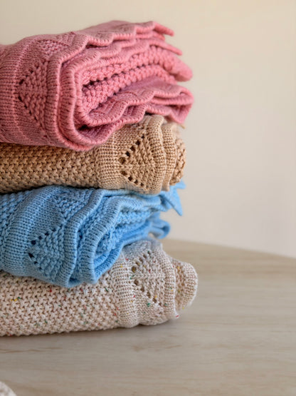 Heirloom Knit Blanket In Rose Petal