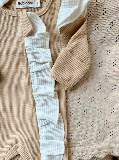 Waffle Footed Romper with Headband