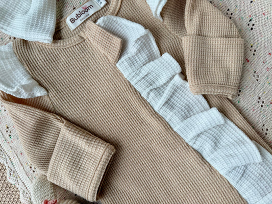 Waffle Footed Romper with Headband