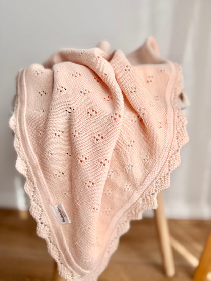 Pointelle Knit Blanket In Blush Bloom