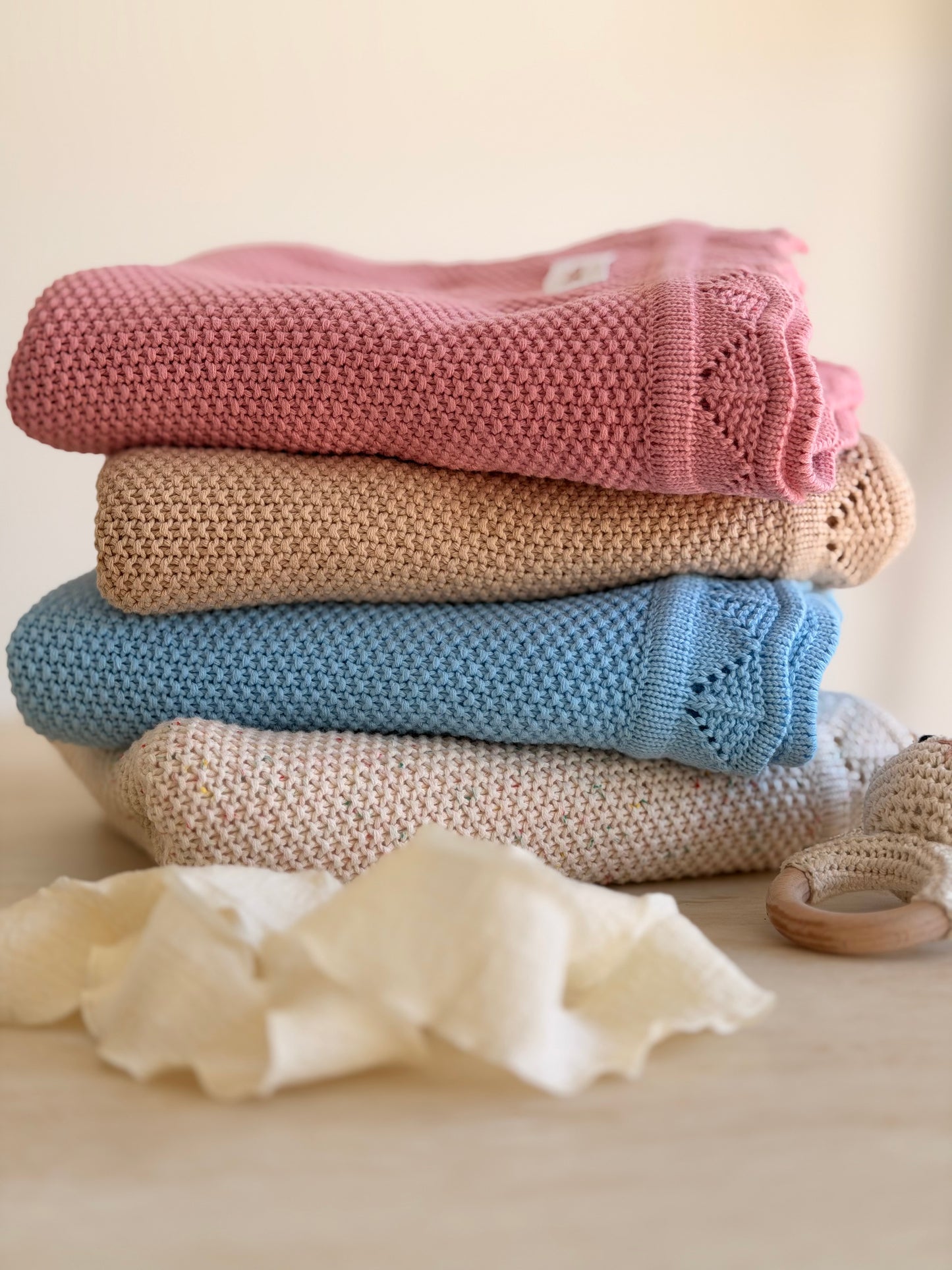 Heirloom Knit Blanket In Rose Petal