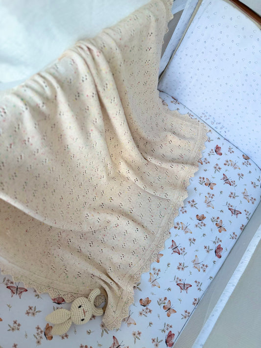 Pointelle Knit Blanket In Confetti Cream