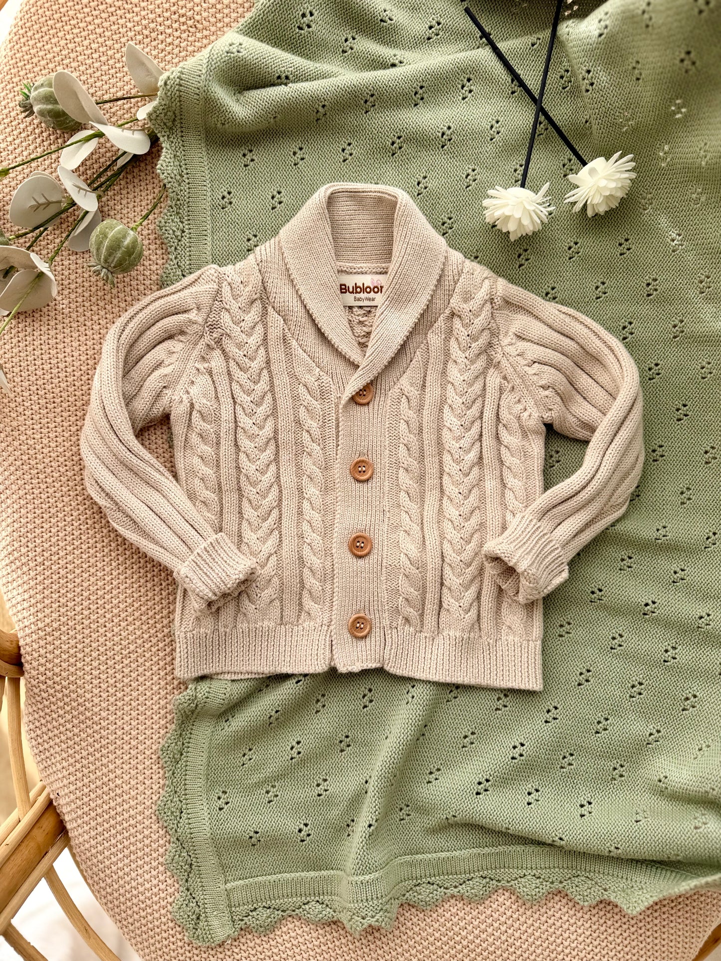 Pure Knit Cardigan In Sandstone