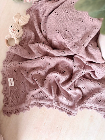Pointelle Knit Blanket In Lavender