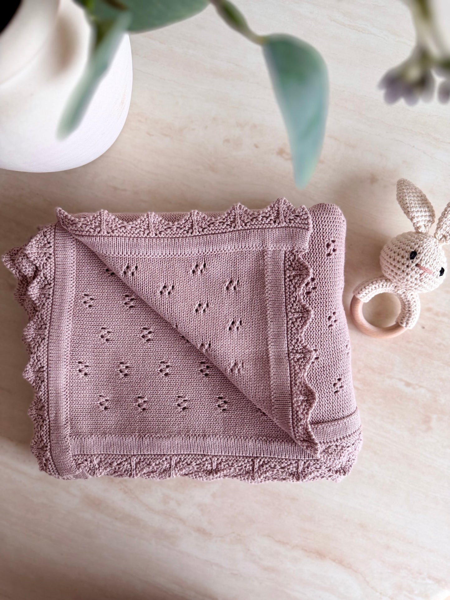 Pointelle Knit Blanket In Lavender