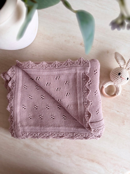 Pointelle Knit Blanket In Lavender
