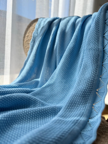Heirloom Knit Blanket In Daydream Blue