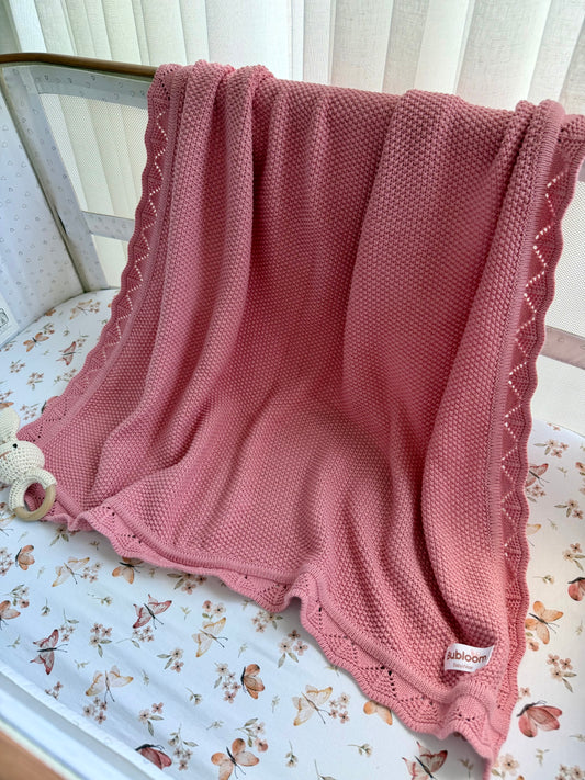 Heirloom Knit Blanket In Rose Petal