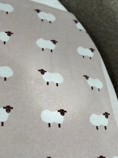 Sheep Knit Blanket In Khaki