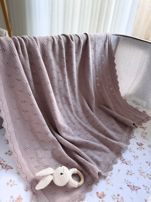 Pointelle Knit Blanket In Lavender