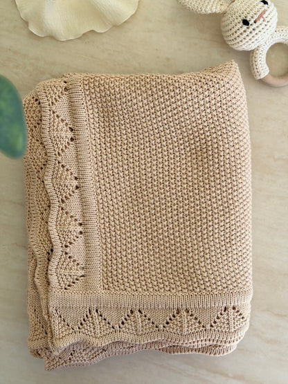 Heirloom Knit Blanket In Autumn Sand