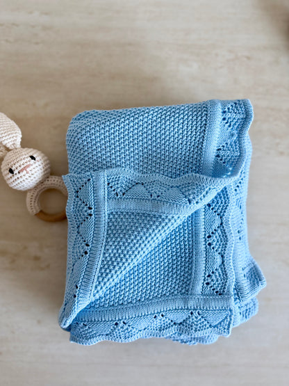 Heirloom Knit Blanket In Daydream Blue