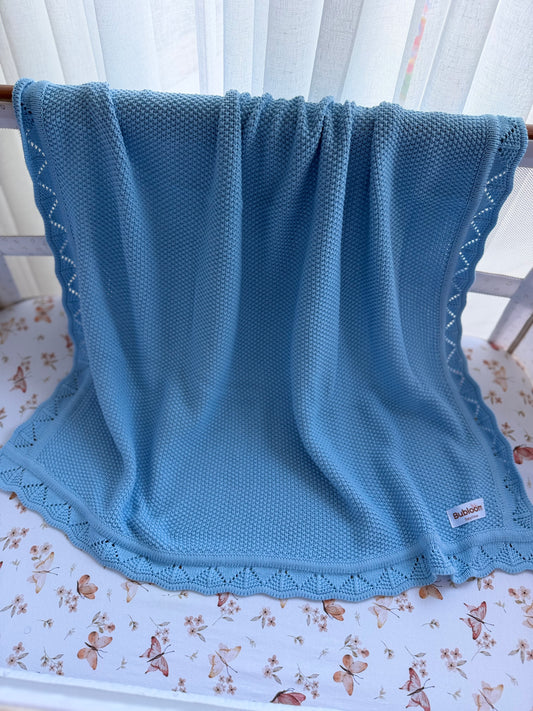 Heirloom Knit Blanket In Daydream Blue