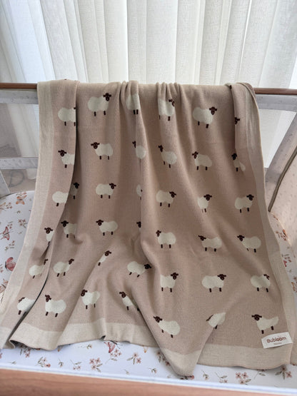 Sheep Knit Blanket In Khaki