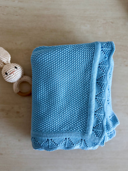 Heirloom Knit Blanket In Daydream Blue