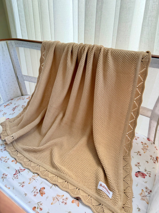 Heirloom Knit Blanket In Autumn Sand