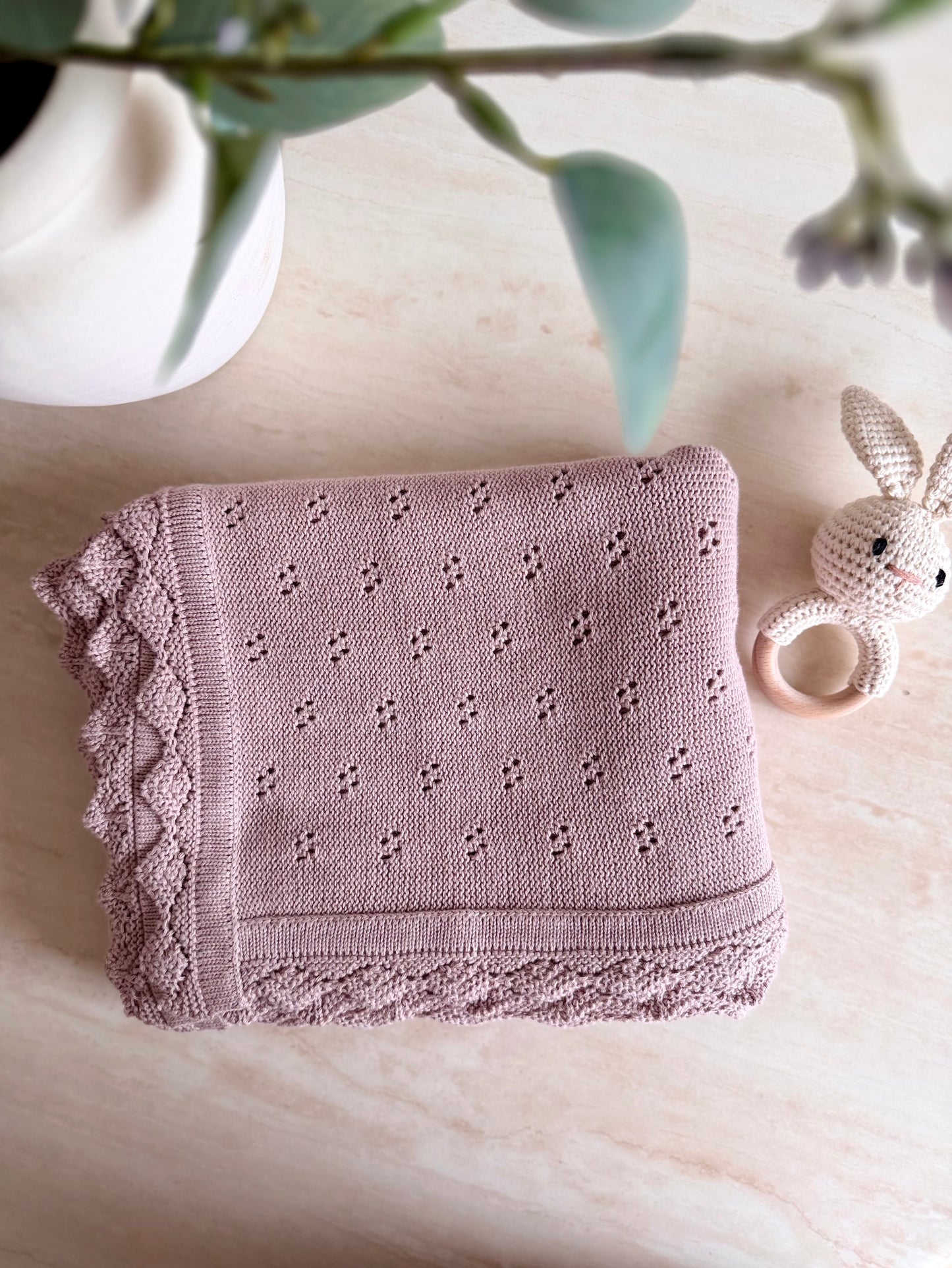 Pointelle Knit Blanket In Lavender