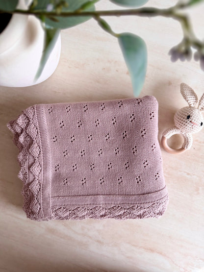 Pointelle Knit Blanket In Lavender
