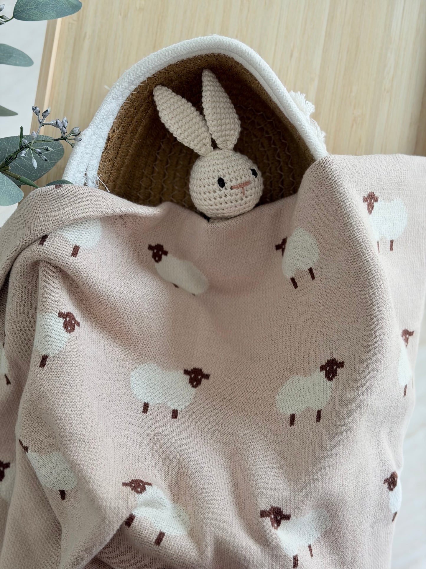 Sheep Knit Blanket In Khaki