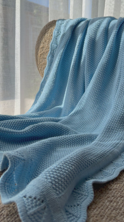 Heirloom Knit Blanket In Daydream Blue