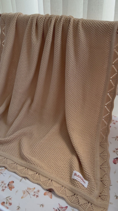 Heirloom Knit Blanket In Autumn Sand
