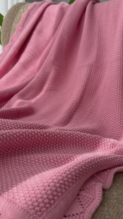 Heirloom Knit Blanket In Rose Petal