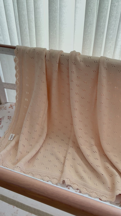 Pointelle Knit Blanket In Blush Bloom