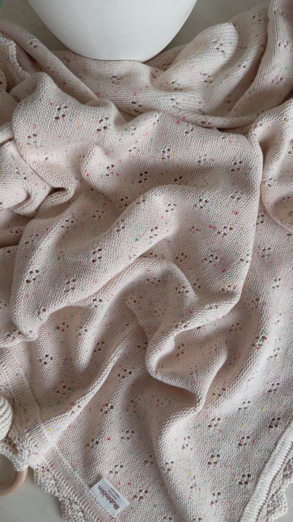 Pointelle Knit Blanket In Confetti Cream